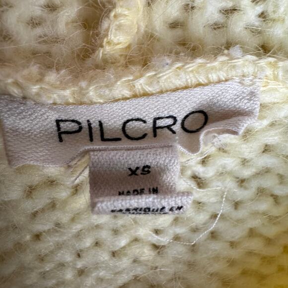 Anthropologie Pilcro Sweater Hooded Pullover XS Wool Blend Cozy Winter Yellow - Picture 7 of 9